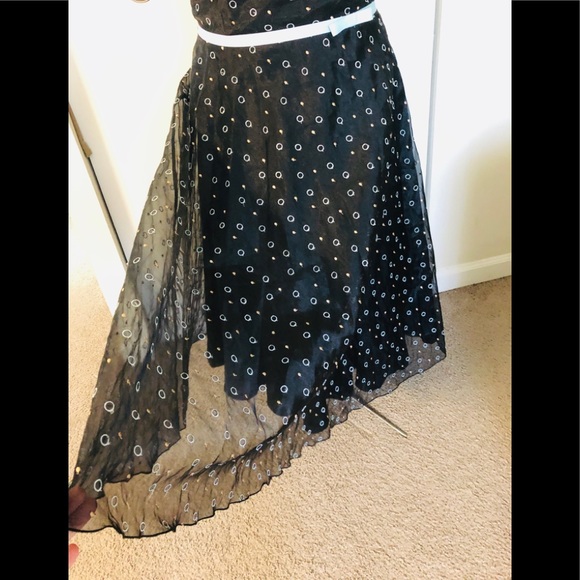 ABC Evening Allen Schwartz Party Dress size 12 Embroidered Dots Strapless flowy - Picture 3 of 12